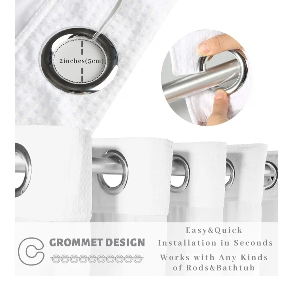 Echohoe White Hotel Grade Shower Curtain
